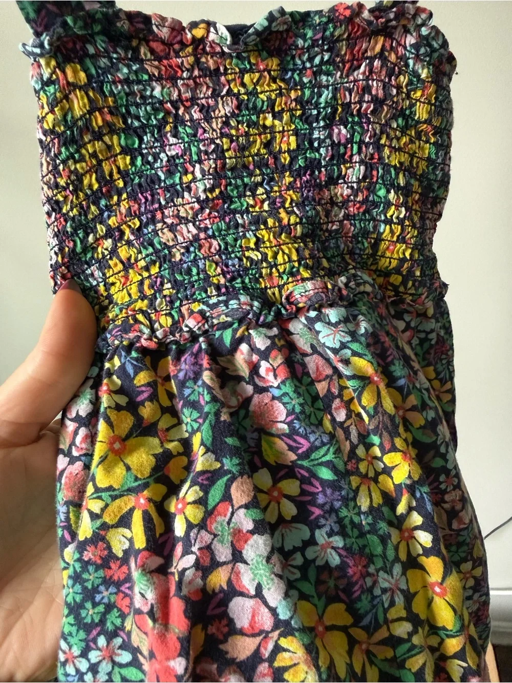 GAP Floral Smocked Romper in Yellow, Pink, Green & Blue